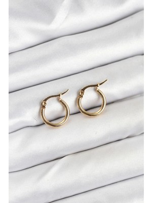 Calperia 316L Çelik Gold Renk 12 mm Halka Kadın Küpe
