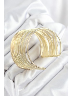 Calperia Pirinç Tel Sarma Model Gold Renk Kadın Bileklilk