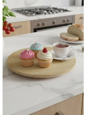 Pablito Home 3 Adet Pablito Bambu Sunumluk Dönebilen Yuvarlak 28 cm