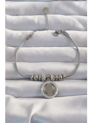 Ayder Timya 316L Çelik Gümüş Renk Zirkon Taş Aksesuarlı Fatma Ana Eli Bileklik - TJ-BB6234 TG/Tmya1395 213126