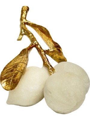 Lara Decor Beyaz Gold Mermer Meyve Obje