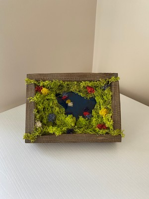 Anı Atölyesi El Yapımı Ahşap Çerçeveli Epoksi Göl ve Orman Temalı Yosun Tablo/doğanın Kalbi SERISI/15X20