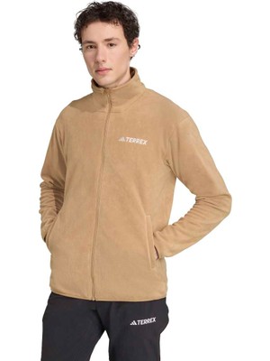 Adidas Multi Essentials Full-Zip Fleece Erkek Kahverengi Dik Yaka Ceket