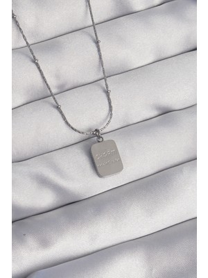 Ayder Timya 316L Çelik Gümüş Renk Kare Charm Model Kolye - TJ-BKO8927 TG/Tmya1395 212847