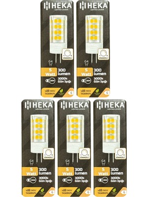 Avarson (5 Adet) Heka 5W (35W) 3000K (Sarı Işık) G4 Duylu Dim Edilebilir LED Kapsül Ampul