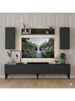 Yumedi Design TVR1802A - Stoyan Tv Ünitesi Takımı 180CM Antrasit