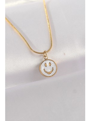 Ayder Timya 316L Çelik Zincir Altın Renk Mermer Desenli Minimal Smile Kolye - TJ-BKO8672 TG/Tmya1395 212372