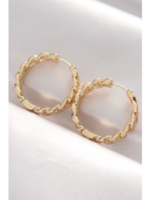 Ayder Timya Pirinç Gold Renk Zincir Model Halka Küpe - TJ-BKP8970 TG/Tmya1395 212392