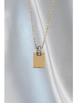 Ayder Timya 316L Çelik Zincir Gold Renk Zirkon Taşlı Aşk Mektubu Kolye - TJ-BKO8907 TG/Tmya1395 212837