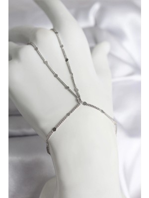 Calperia 316L Çelik Gümüş Renk Parçalı Ezme Zincir Model Kadın Şahmeran