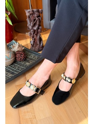 Renkli Butik Günlük Kadın Şık Tokalı Babet Hafif Rahat Ayakkabı