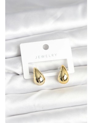 Calperia Gold Renk Damla Küpe 17 mm