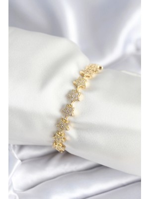 Calperia Pirinç Gold Renk Yıldız Model Kadın Bileklik