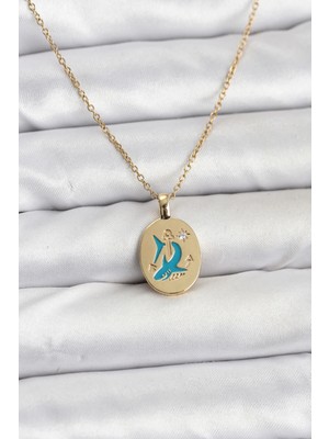 Calperia 316L Çelik Zincir Gold Renk Shark Figür Kadın Kolye