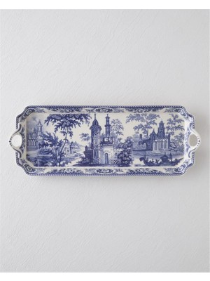 English Home Preston Stoneware Kayık Tabak 38 cm Lacivert