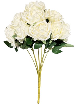 Lara Decor Beyaz Ithal Yapay 9'lu Gül Demeti