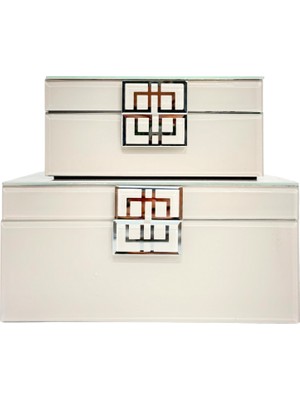 Lara Decor Libra Ekru Cam Kutu Seti