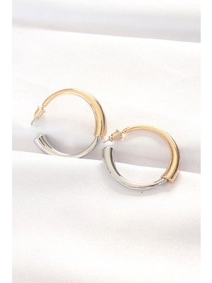 Ayder Timya Pirinç Çift Renk Halka Küpe - TJ-BKP8887 TG/Tmya1395 212204