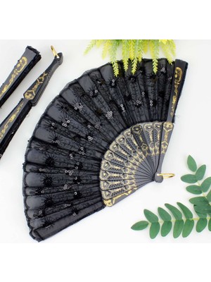 Ayder Timya 12 Li Siyah Plastik Pullu Kumaş Yelpaze TG/TMYA1395 212883