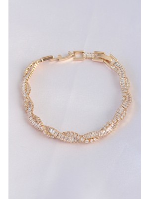 Ayder Timya Vip Seri Pirinç Zirkon Taşlı Gold Renk Sarmal Model Bileklik - TJ-BB6083 TG/Tmya1395 212440