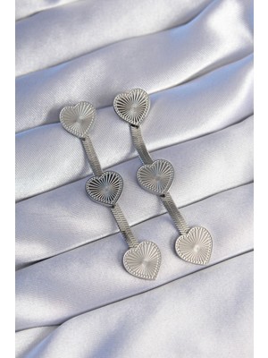 Ayder Timya 316L Çelik Gümüş Renk Uzun Italyan Zincir Detaylı Kalp Küpe - TJ-BKP9023 TG/TMYA1395 212600