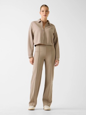 Guess Annie Kısa Tam Fermuarlı Kadın Bej Ceket V6RQ17KD822-G1O3