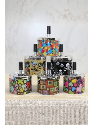 ForWhat Büro Ev Ofis Dekoru Için 12X8CM Dumansız Basmalı Metalik Mini Oval Küllük