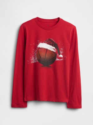 Gap Erkek Çocuk Kırmızı Grafik Baskılı T-Shirt