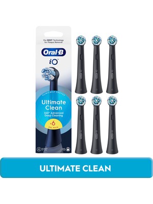 Oral-B iO Siyah Ultimate Clean Diş Fırçası Yedek Başlığı 6 Adet Orta Sertlikte Fırça Kılları