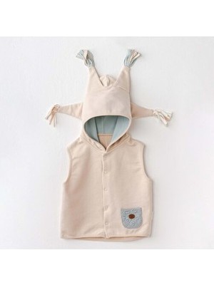 Andywawa Circur Party Bebek Yeleği %100 Pamuk Bej Renkli Desenli Yelek AC25008
