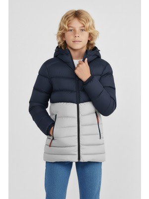 D1fference İçi Kürklü Cepli Kapüşonlu Jel Elyaflı Su ve Rügar Geçirmez Erkek Çocuk Kışlık Mont