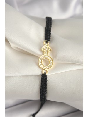 Calperia Pirinç Gold Renk Zirkon Taşlı Mars Figür Asansörlü Makrome Model Kadın Bileklik