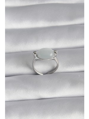 Calperia Pirinç Gümüş Renk Sedefli Kadın Yüzük