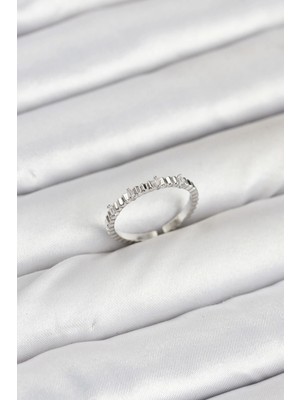 Calperia Pirinç Gümüş Renk Lazer Kesim Kadın Yüzük