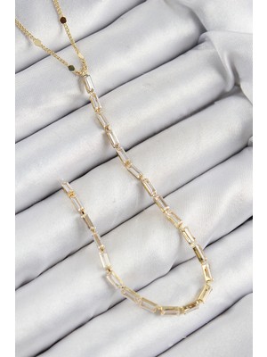 Calperia Pirinç Zirkon Taşlı Model Gold Renk Y Kolye