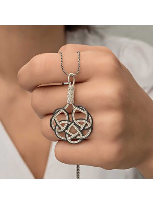 Skygo Gümüş Kazaziye Örgü Kadın Kolye