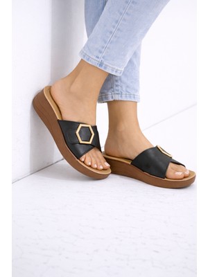 Wordex Sue 1456 Yumuşak Pedli Taban Tokalı  Çapraz Kadın Günlük Dışarı Terliği