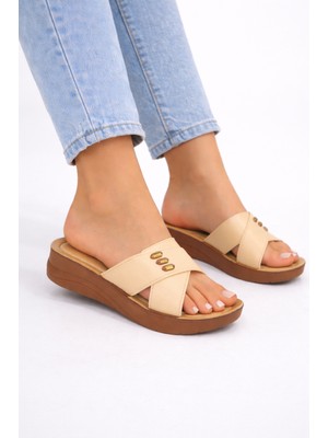 Wordex Sue 1454 Yumuşak Pedli Taban Çapraz Kadın Günlük Dışarı Terliği