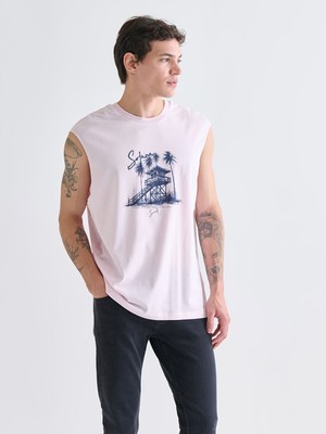 Lc Waikiki Yeni Sezon Bisiklet Yaka Baskılı Erkek Kolsuz Tişört