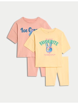 Marks & Spencer 2’li Paket Pamuk Karışımlı Baskılı Pijama Takımı (1–8 Yaş)