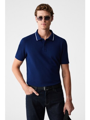 Grimelange Rhodes Erkek Lacivert Polo Yaka T-Shirt