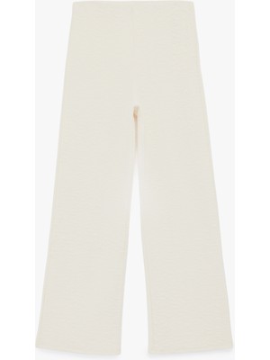 Koton Pamuk Karışımlı Dokulu Uzun Geniş Paça Pantolon