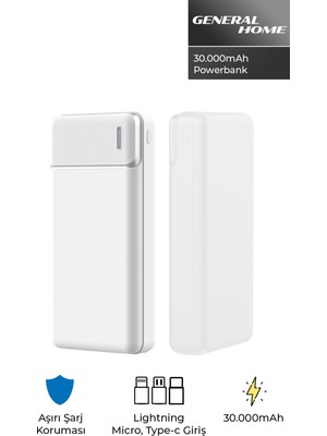 Upfull Sz-31 30.000 Mah Beyaz Powerbank 5 USB Çıkışlı Güçlü Pil Gücü ile Taşınabilir