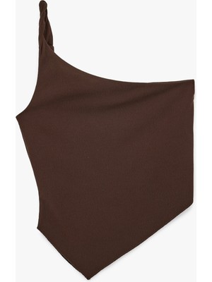 Koton Slim Fit Tek Omuz Asimetrik Kolsuz Bluz