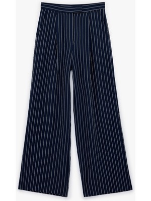 Koton Viskon Kumaş Cepli Geniş Paça Çizgili Palazzo Pantolon