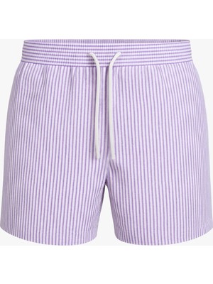 Dofi Erkek 1867 Çizgili Gofre Deniz Şortu – Cepli, Fileli, Lastikli ve Kordonlu Bel