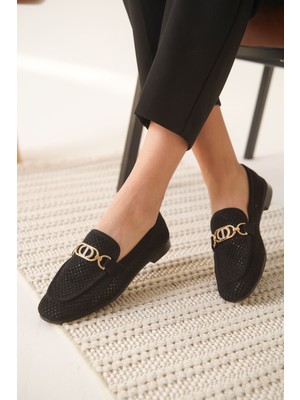 Modaserdem Sally Kadın Siyah Toka Detaylı Ayakkabı