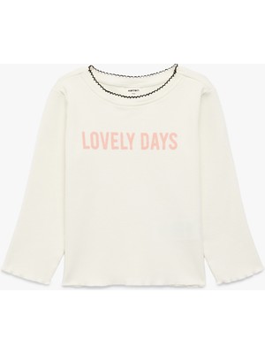 Koton Nakış Detaylı Uzun Kollu Bisiklet Yaka Pamuklu Tişört