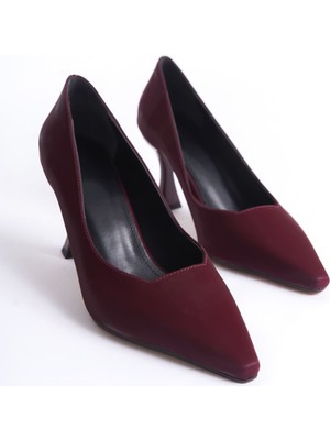 Modaserdem Cordelia Kadın Bordo Saten Stiletto
