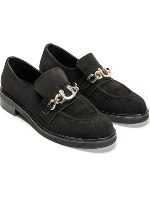 Emienza Veronıque Süet Altın Aksesuar Bant Detaylı Kalın Taban Bayan Loafer